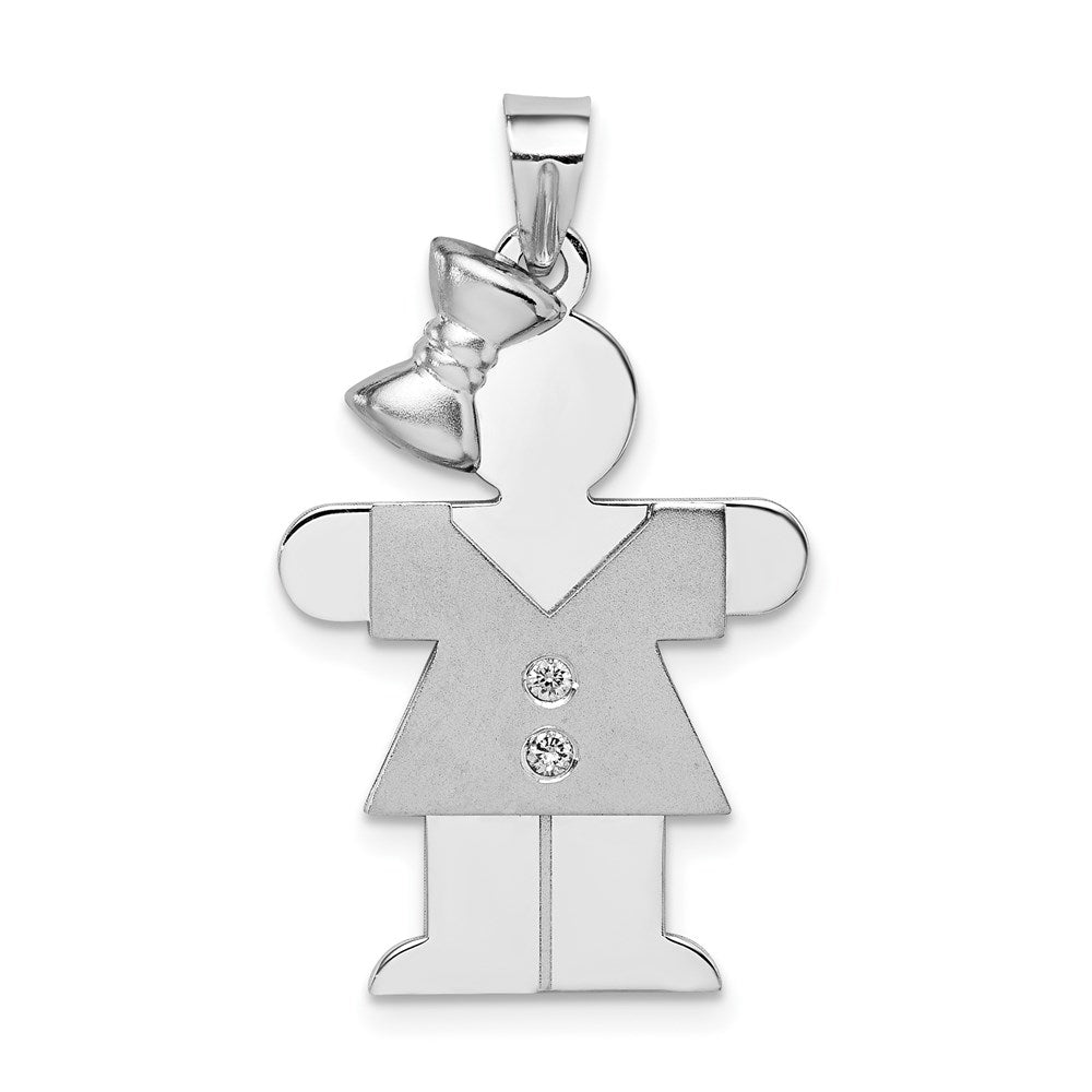 14k White Gold AA Diamond Kid Pendant