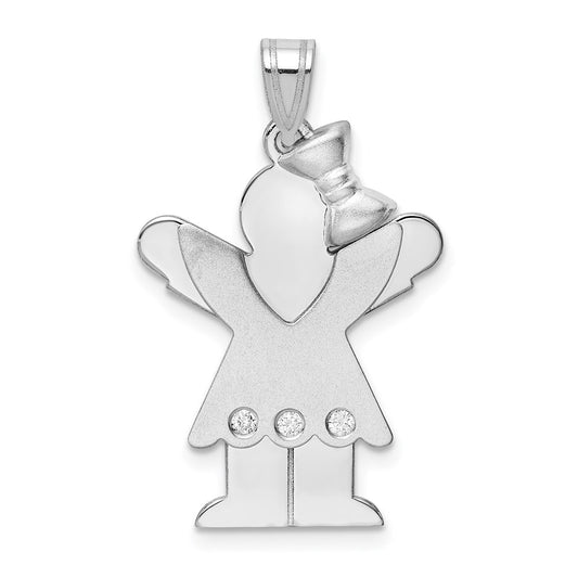 14k White Gold AAA Diamond kid pendant