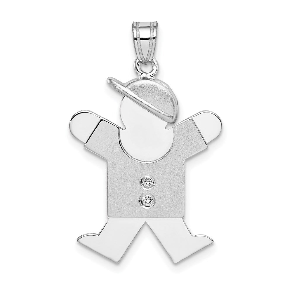 14k White Gold A Diamond kid pendant