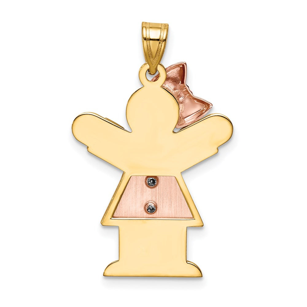 14k Two-tone Gold AA Diamond Kid Pendant