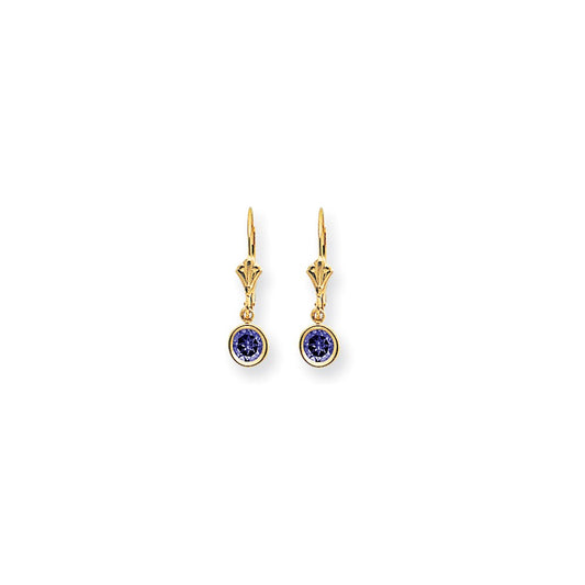 14k Yellow Gold 5mm Tanzanite leverback earring