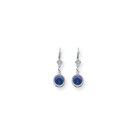 14k White Gold 6mm Tanzanite leverback earring