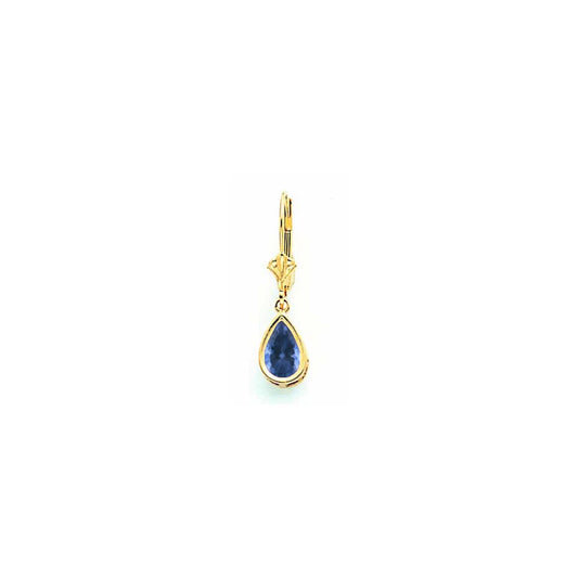 14k Yellow Gold 8x5mm Pear Sapphire leverback Earrings