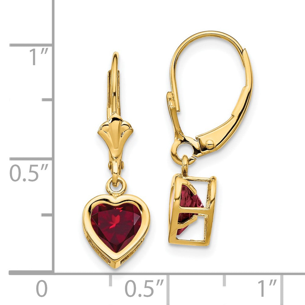 14k White Gold 6mm Heart Created Ruby Earrings