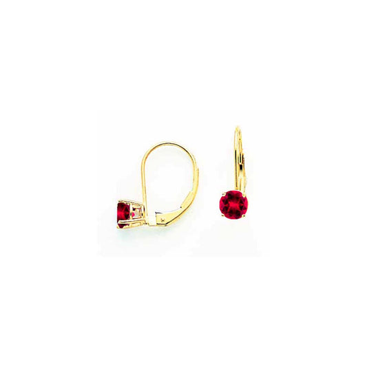 14k Yellow Gold 5mm Ruby leverback Earrings