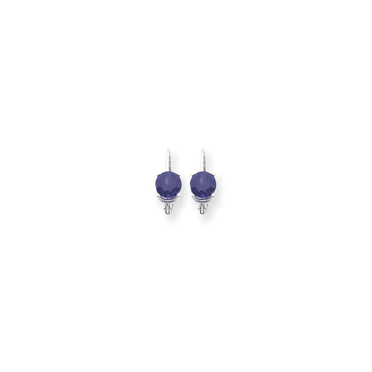 14k White Gold 6mm Tanzanite leverback earring