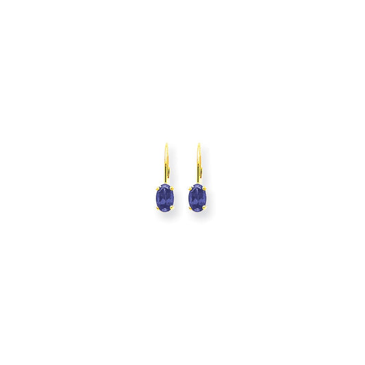 14k Yellow Gold 6x4mm Oval Tanzanite leverback earring