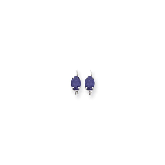 14k White Gold 7x5mm Oval Tanzanite leverback earring