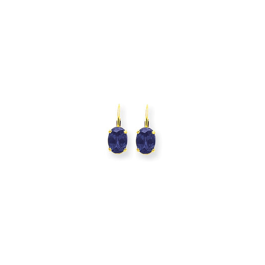 14k Yellow Gold 8x6mm Oval Tanzanite leverback earring