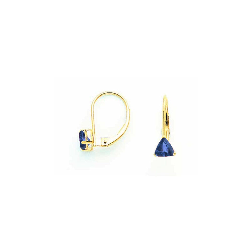 14k Yellow Gold 5mm Sapphire leverback Earrings