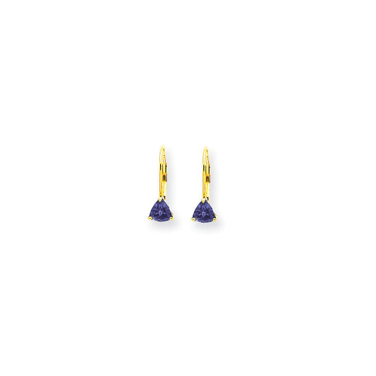 14k Yellow Gold 5mm Tanzanite leverback earring