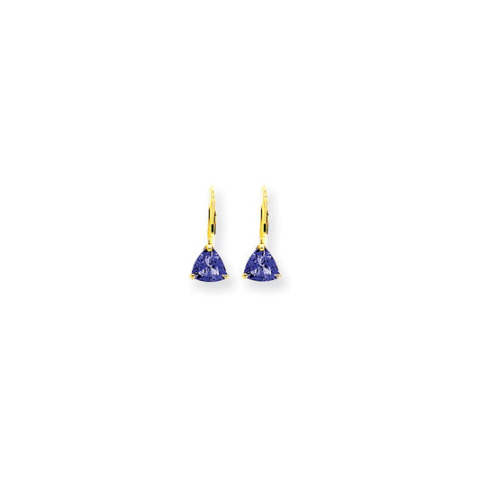 14k Yellow Gold 6mm Tanzanite leverback earring