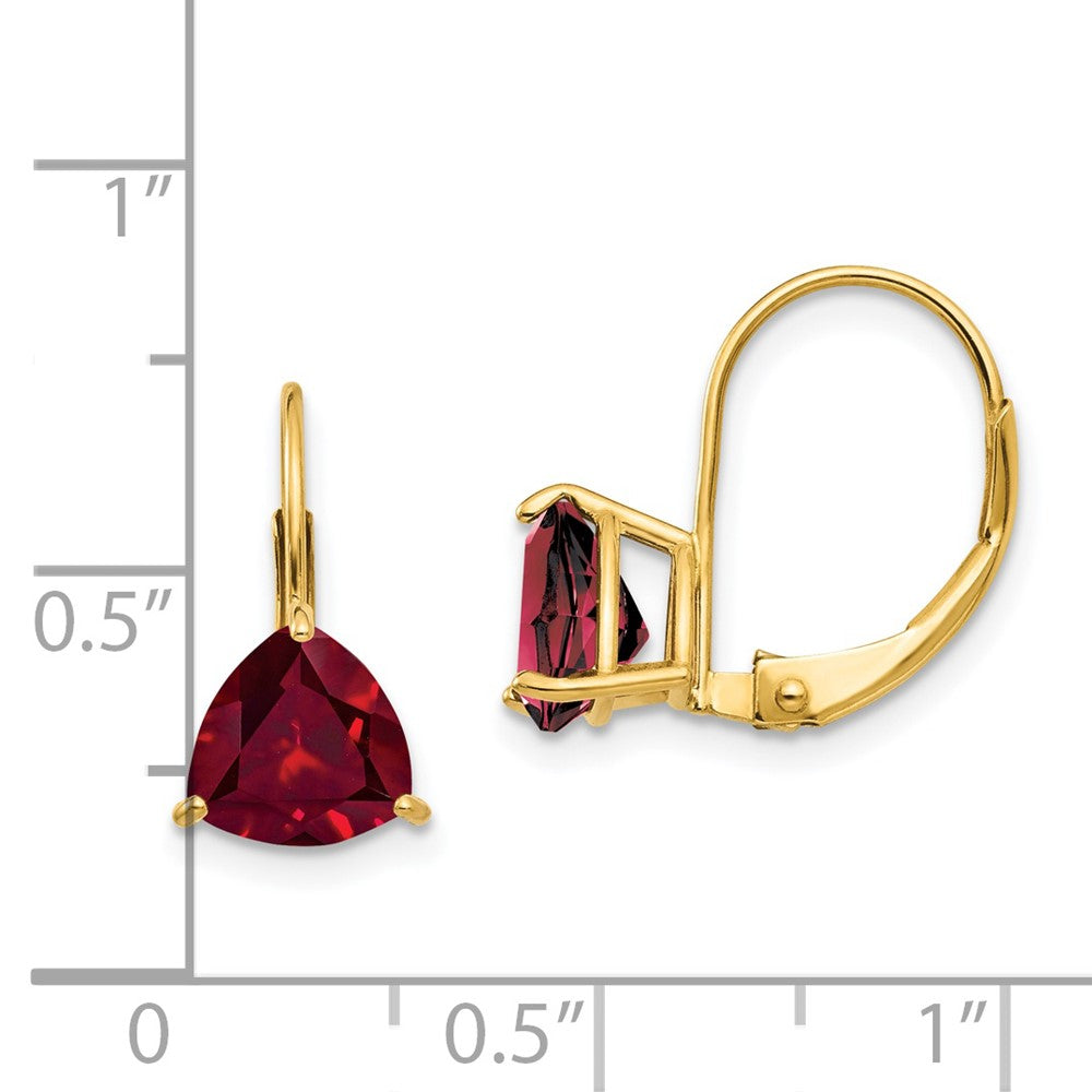 14k Yellow Gold 7mm Created Ruby leverback Earrings