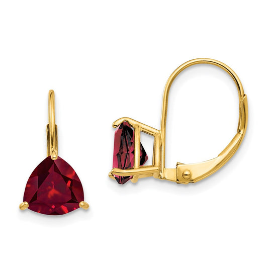 14k Yellow Gold 7mm Created Ruby leverback Earrings