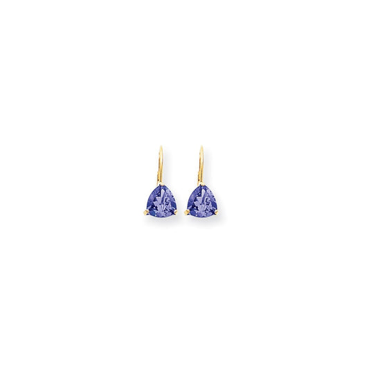 14k Yellow Gold 7mm Tanzanite leverback earring