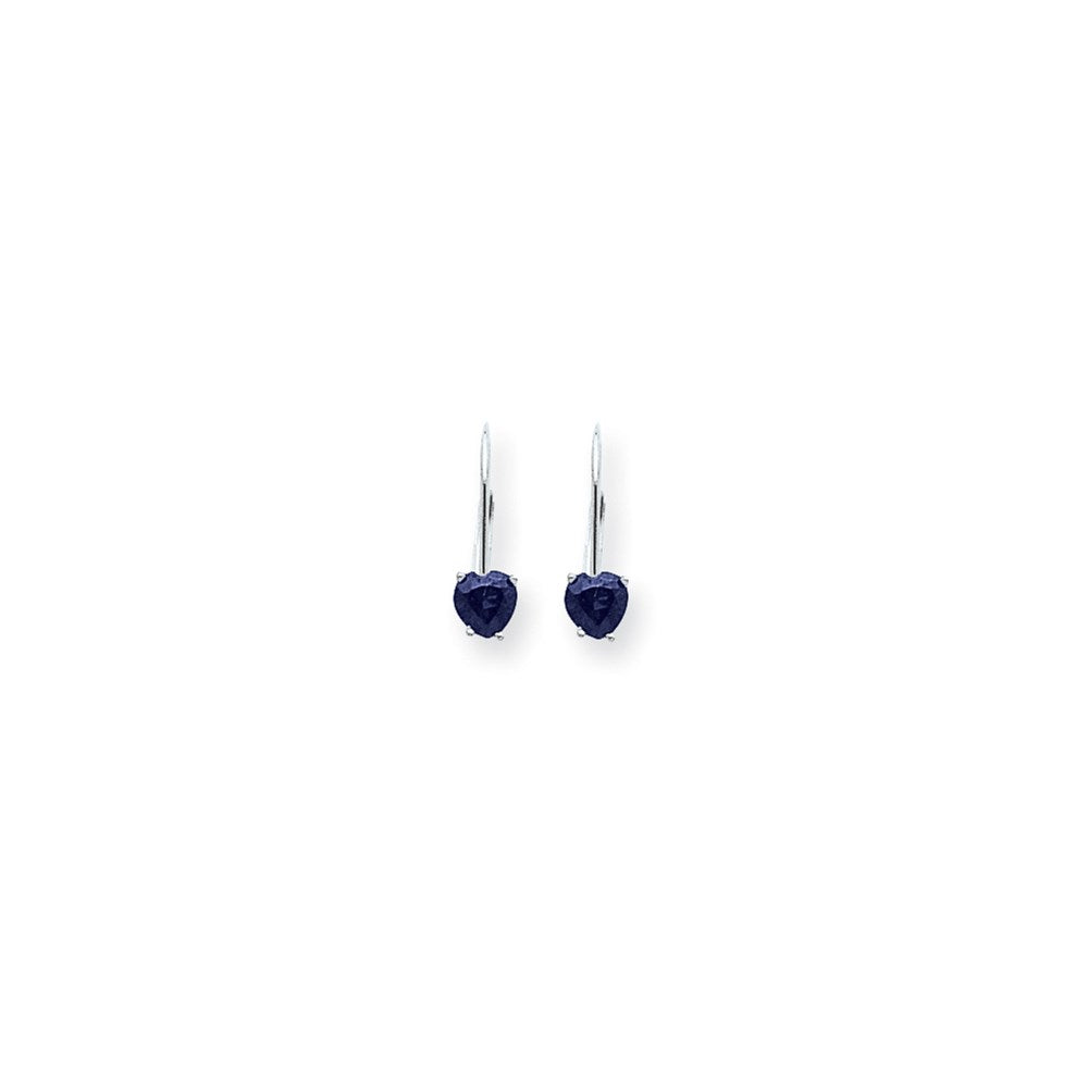 14k White Gold 5mm Heart Sapphire Earrings