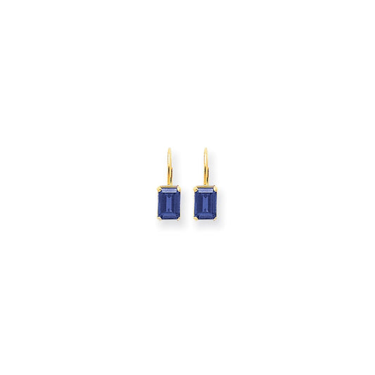 14k Yellow Gold 7x5mm Emerald Cut Tanzanite earring