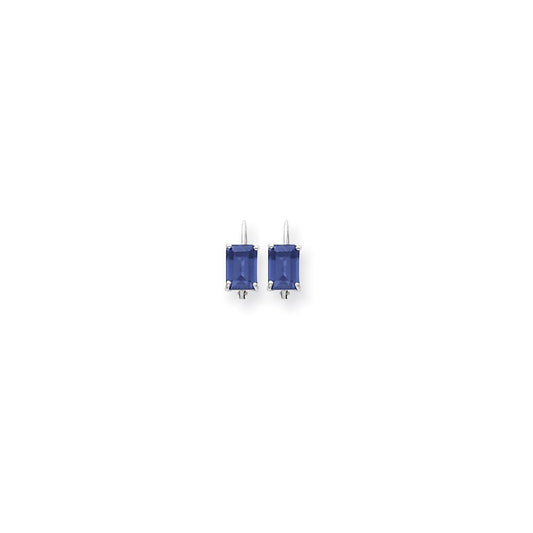 14k White Gold 7x5mm Emerald Cut Tanzanite earring