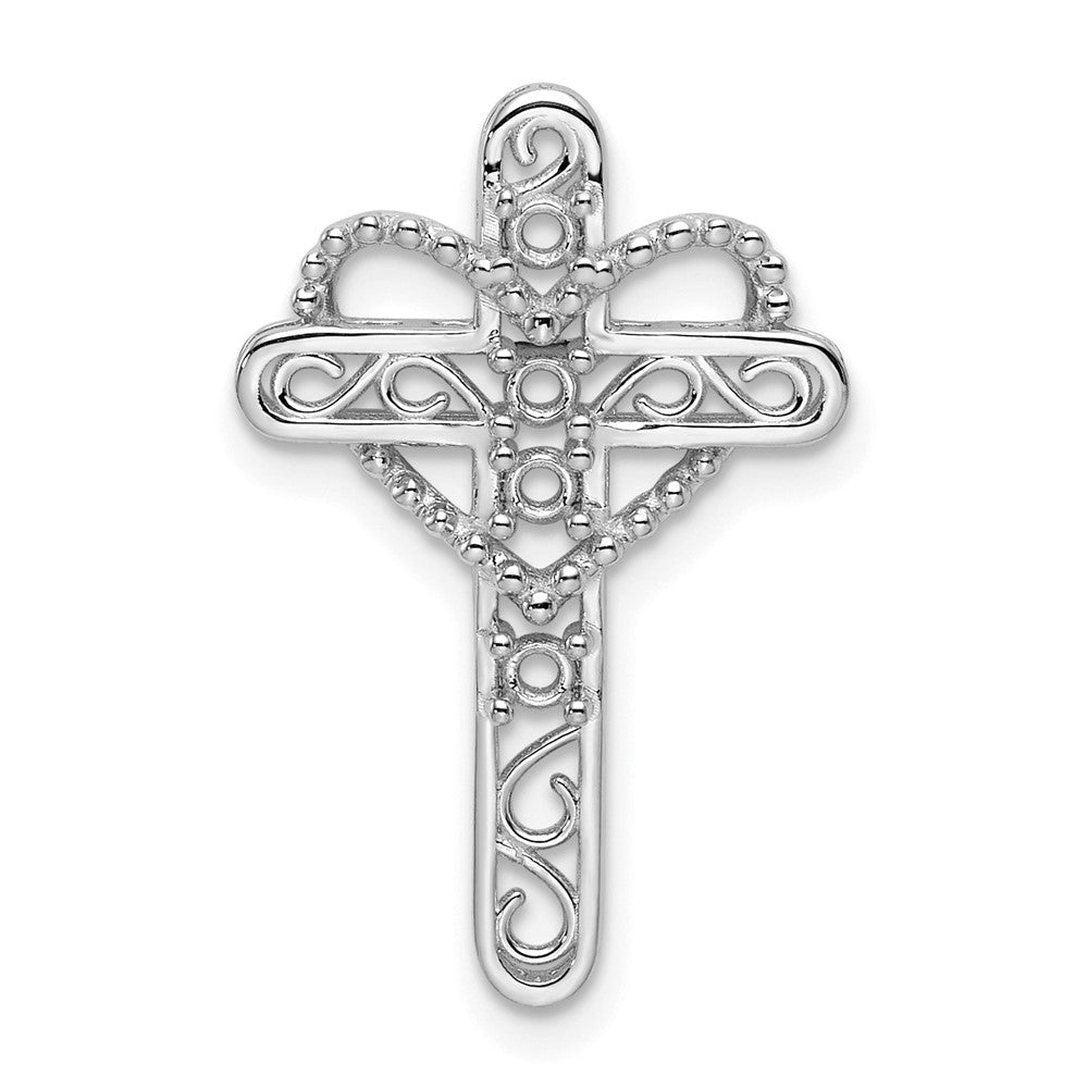 14k White Gold Synthetic Mother's Cross Pendant