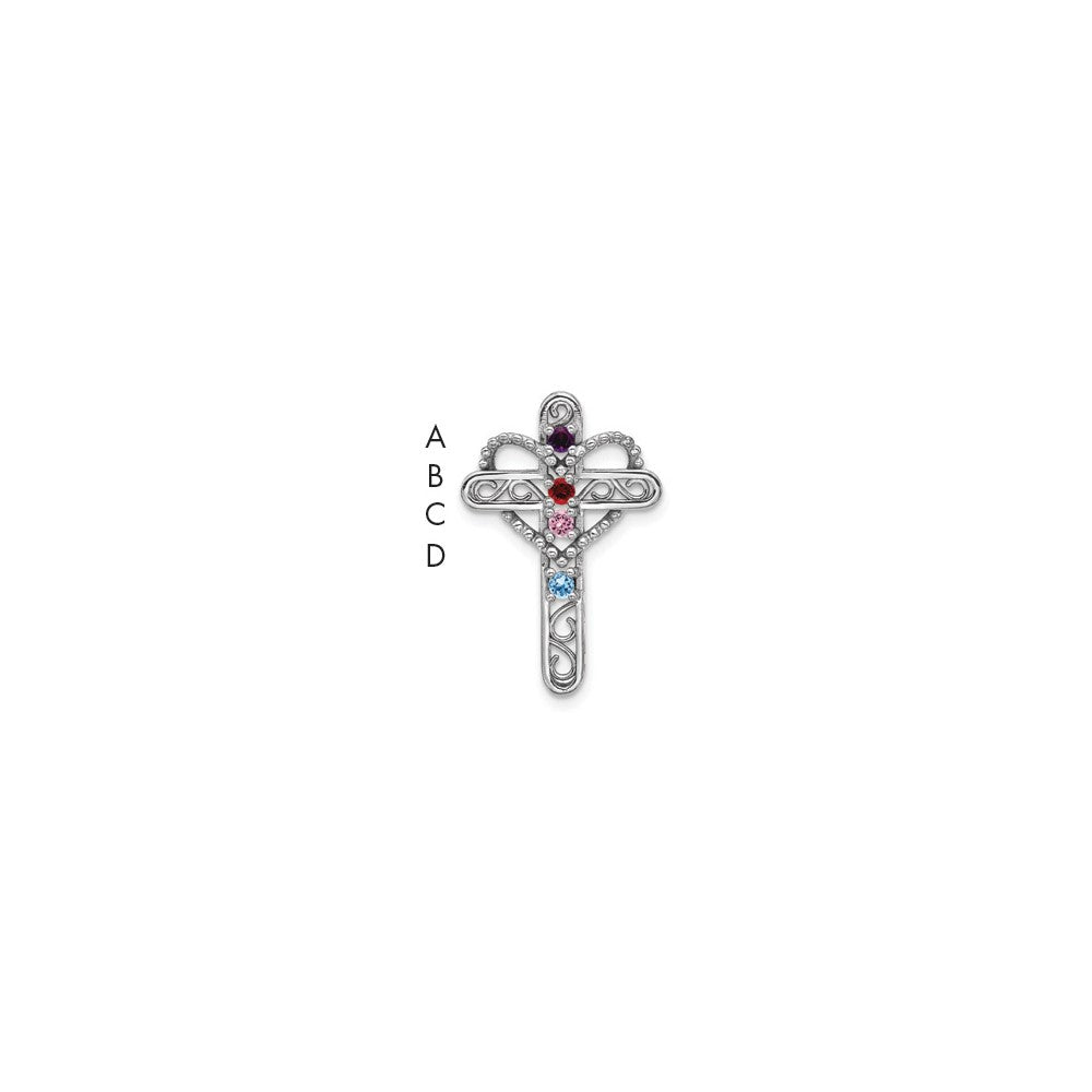 14k White Gold Synthetic Mother's Cross Pendant