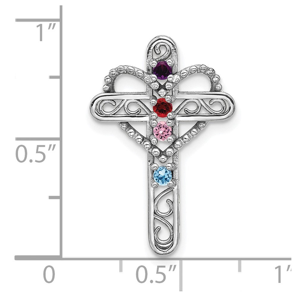 14k White Gold Synthetic Mother's Cross Pendant