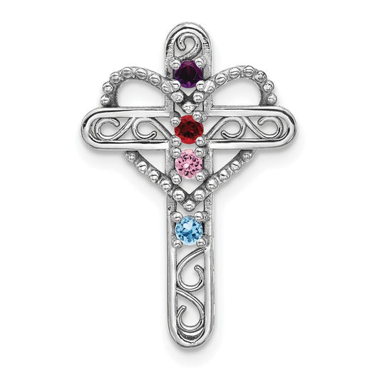 14k White Gold Genuine Mother's Cross Pendant