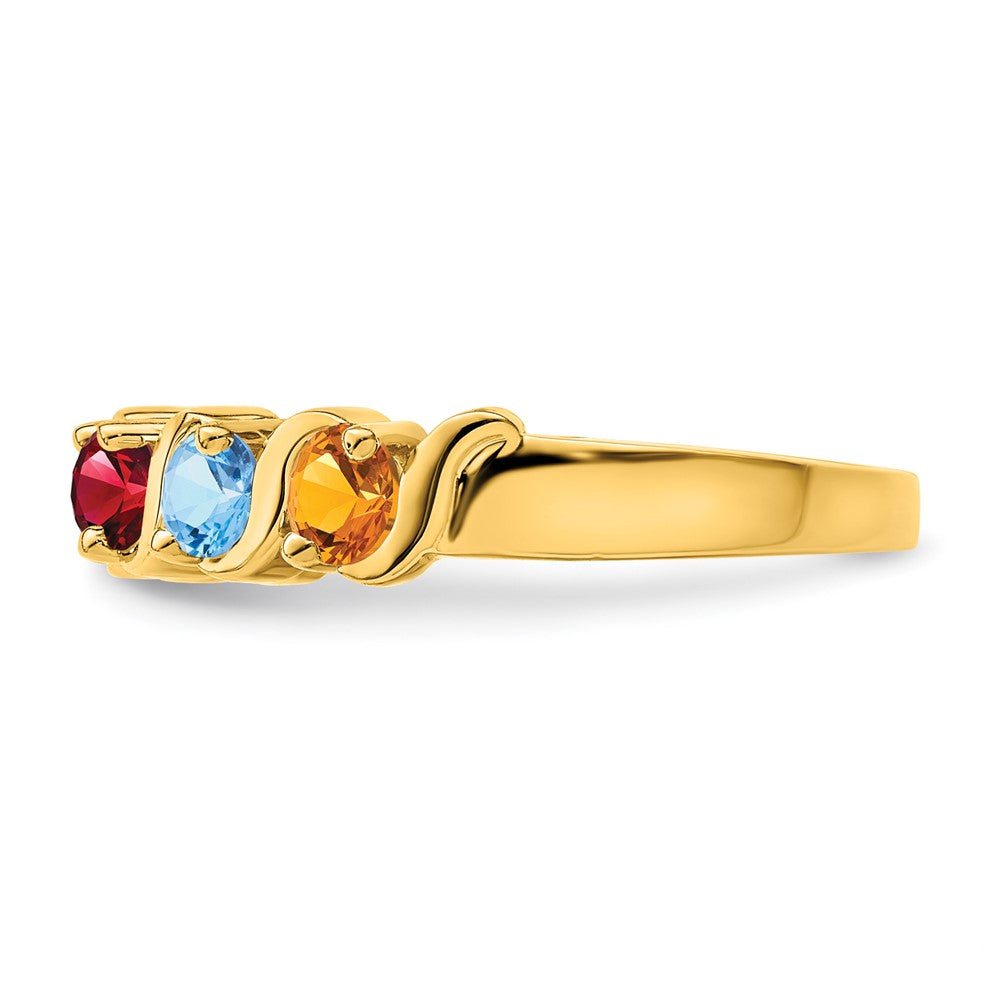 10K Yellow Gold Synthetic Family Jewelry Ring