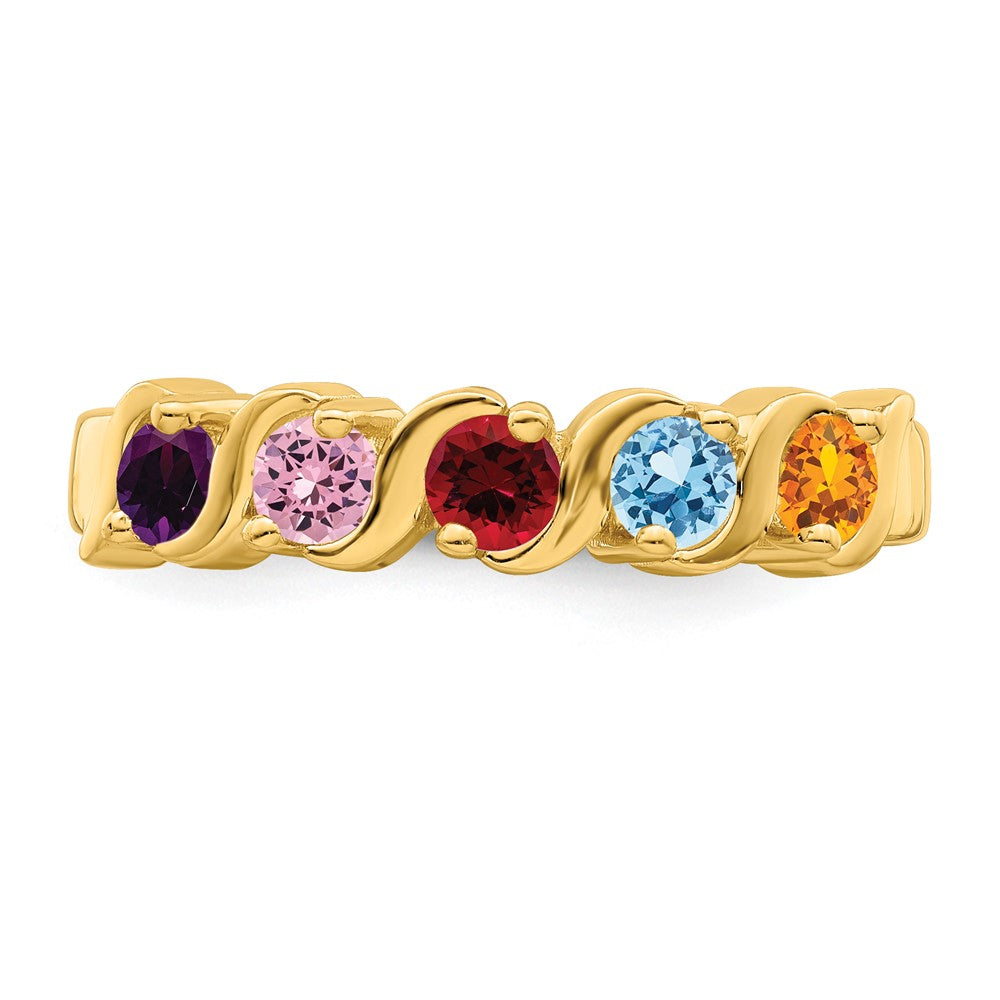 10K Yellow Gold Synthetic Family Jewelry Ring