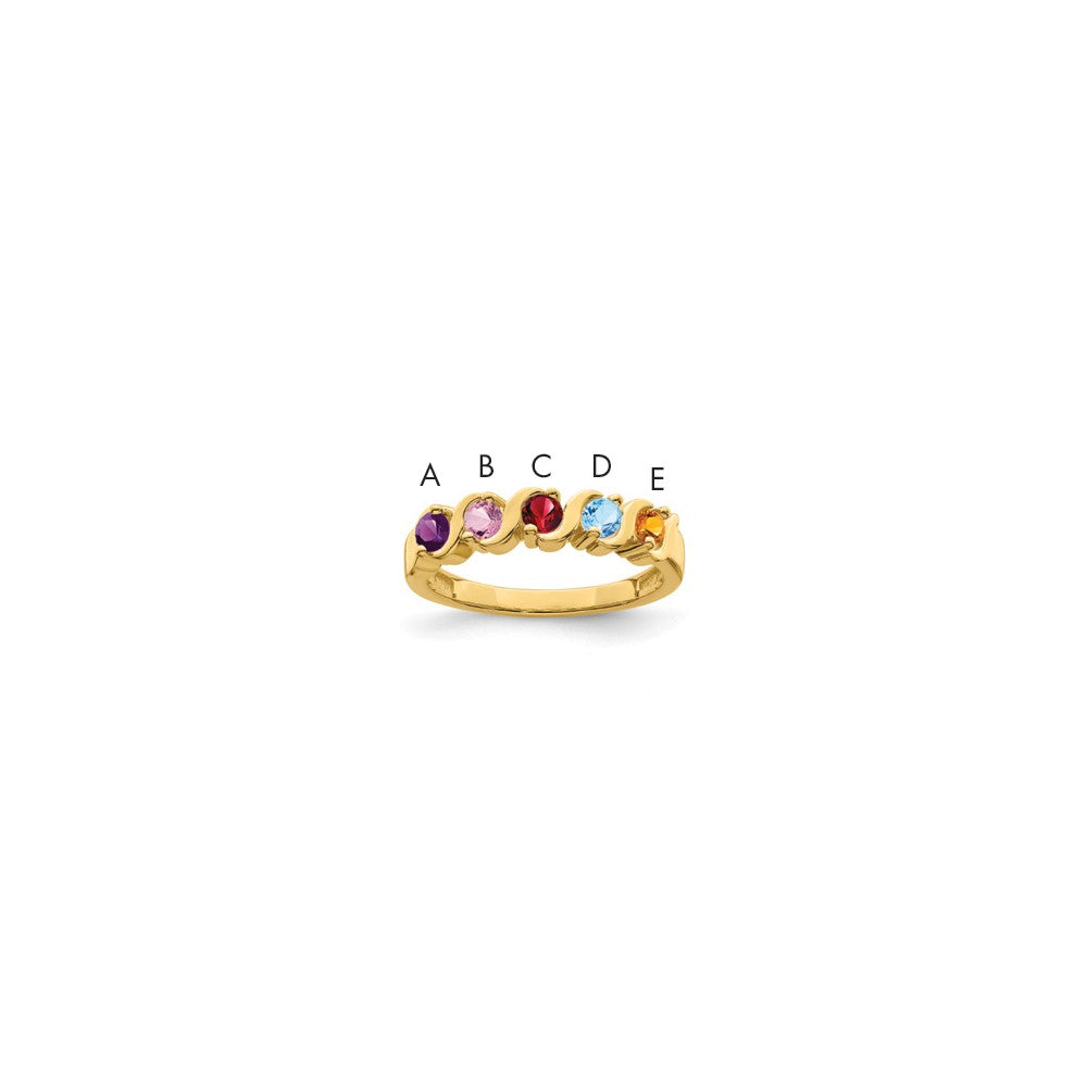 10K Yellow Gold Synthetic Family Jewelry Ring