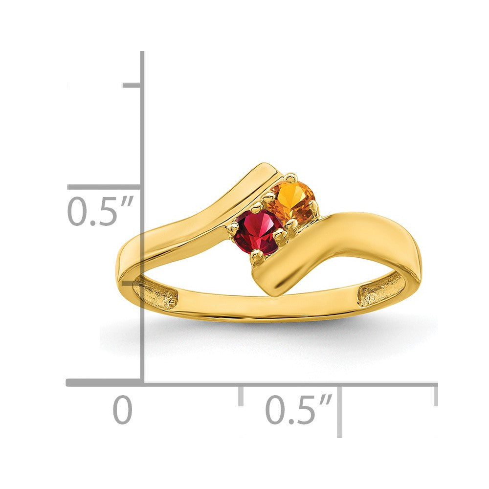 10K Yellow Gold Synthetic Family Jewelry Ring