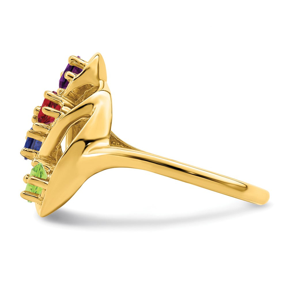 10K Yellow Gold Synthetic Family Jewelry Ring