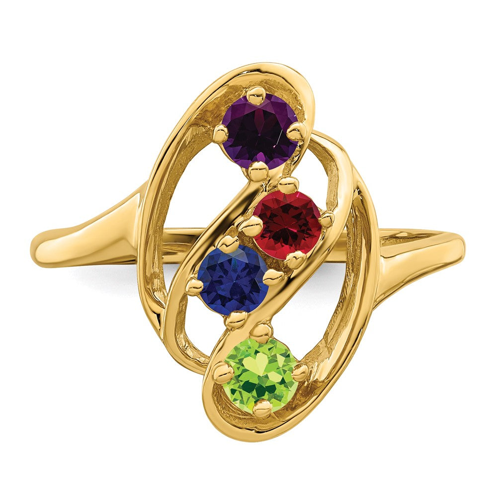 10K Yellow Gold Synthetic Family Jewelry Ring