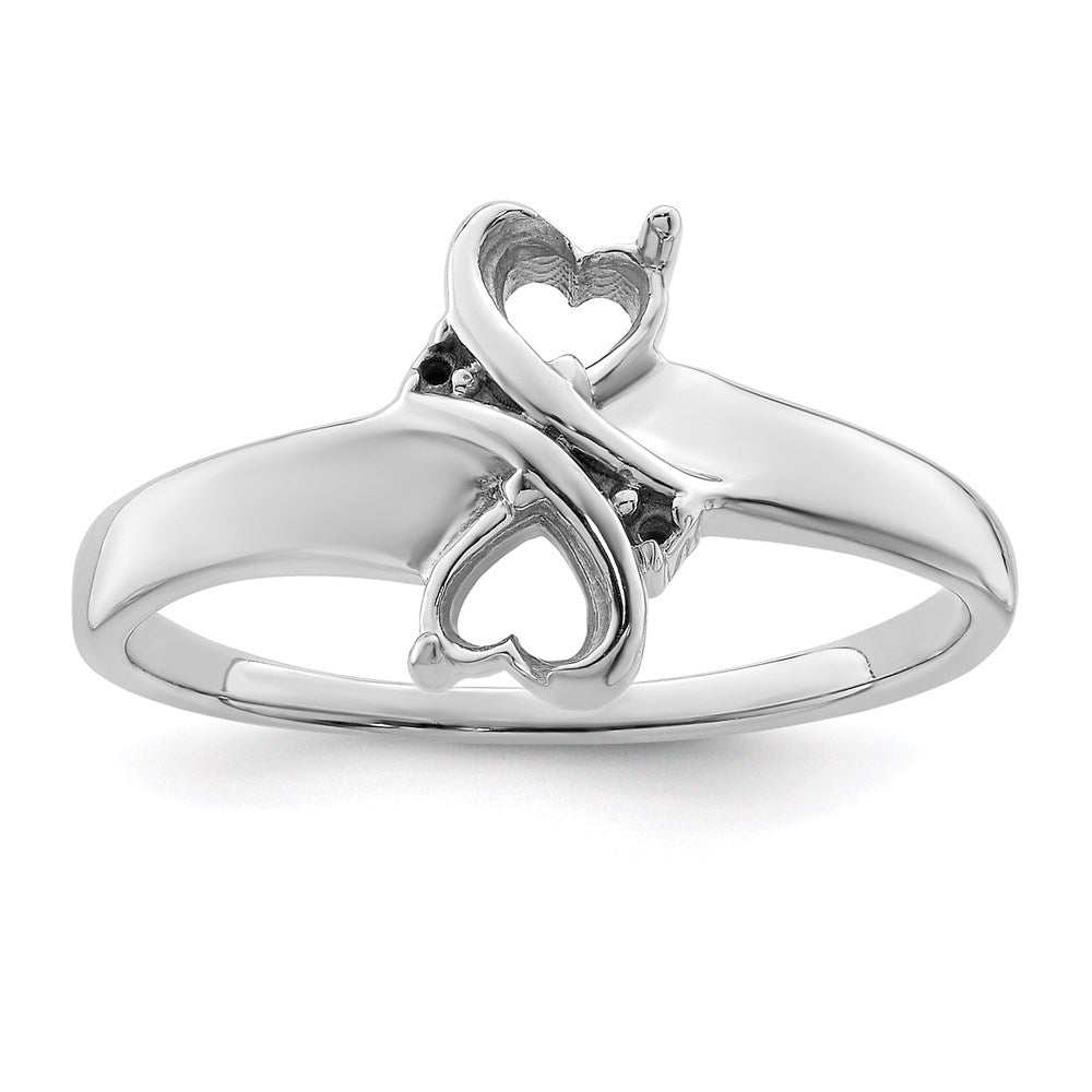 Sterling Silver Rhodium-plated Imitation and Diamond Couple Ring