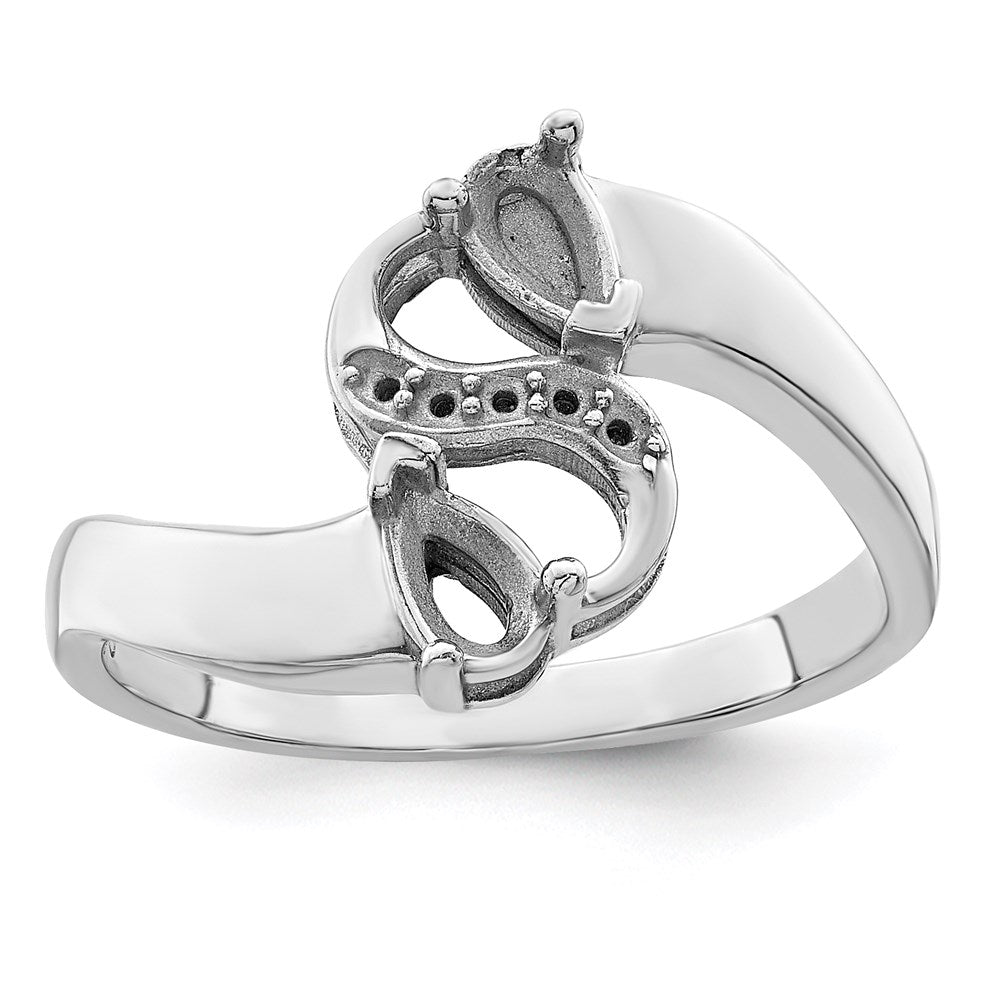 Sterling Silver Rhodium-plated Imitation and Diamond Couple Ring