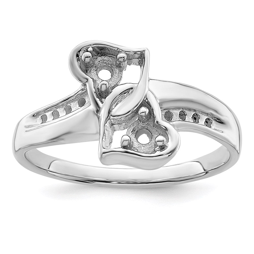 Sterling Silver Rhodium-plated Imitation and Diamond Couple Ring