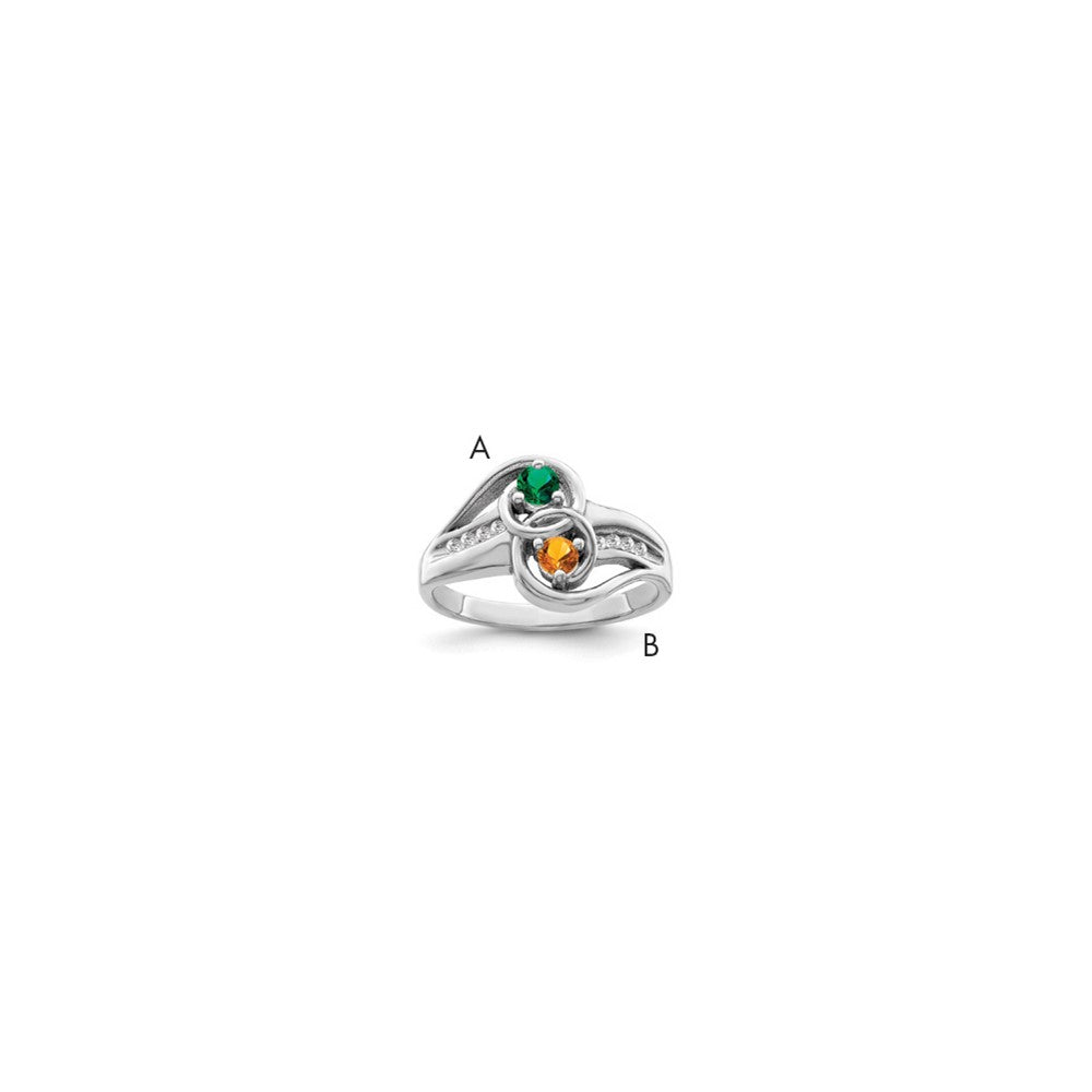 Sterling Silver Rhodium-plated Imitation & Diamond Couple Ring