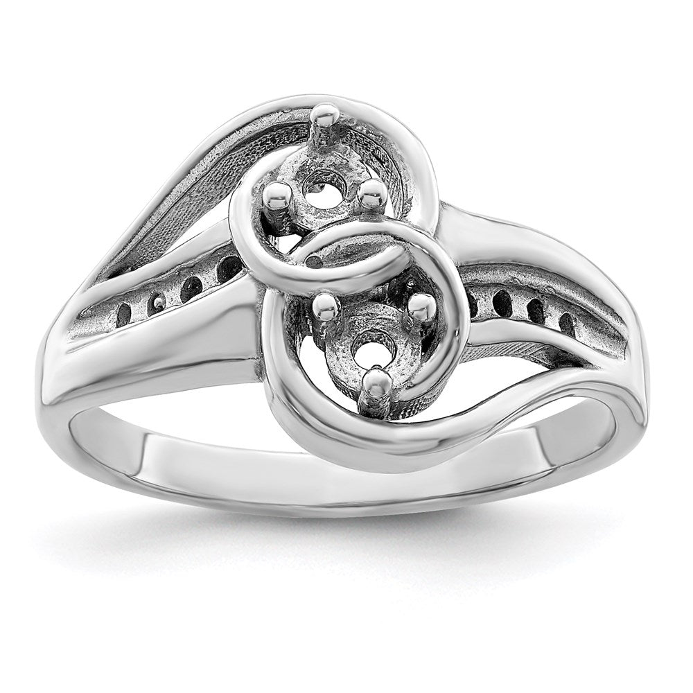 Sterling Silver Rhodium-plated Imitation & Diamond Couple Ring