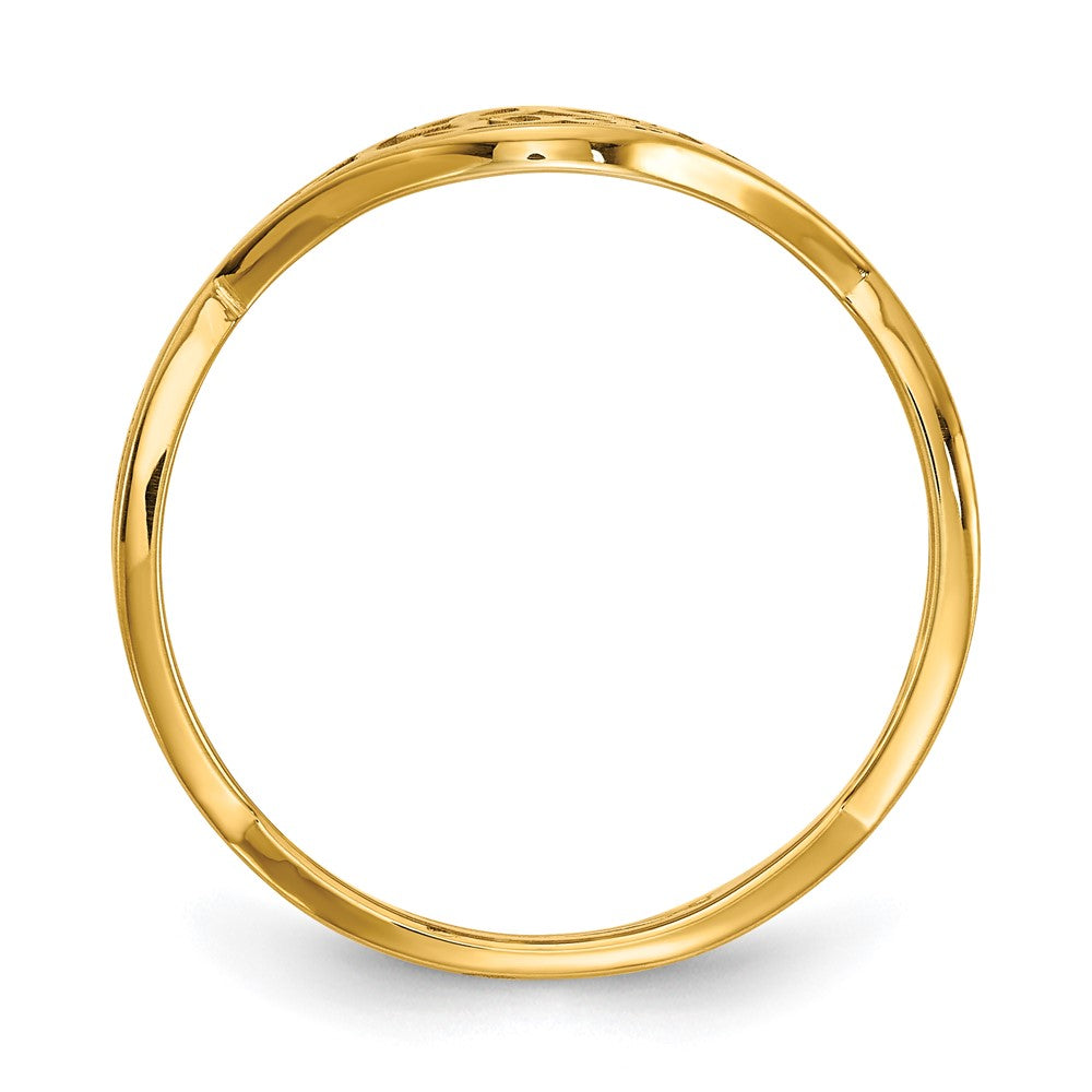 14K Yellow Gold Twisted Band Initial Ring