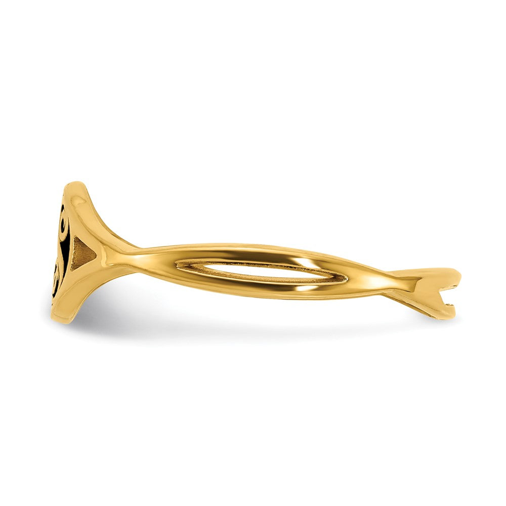 14K Yellow Gold Twisted Band Initial Ring