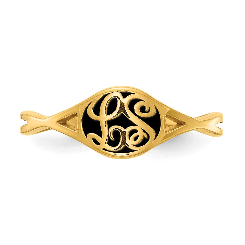 14K Yellow Gold Twisted Band Initial Ring