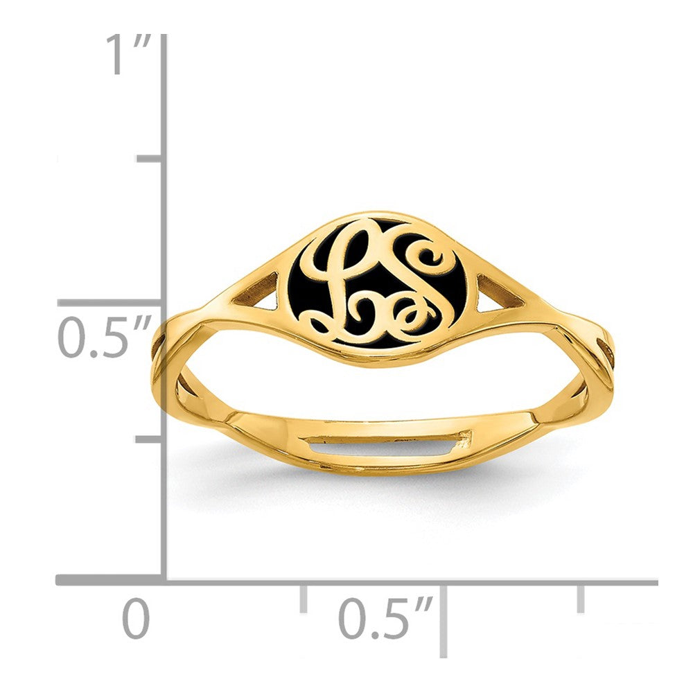 14K Yellow Gold Twisted Band Initial Ring