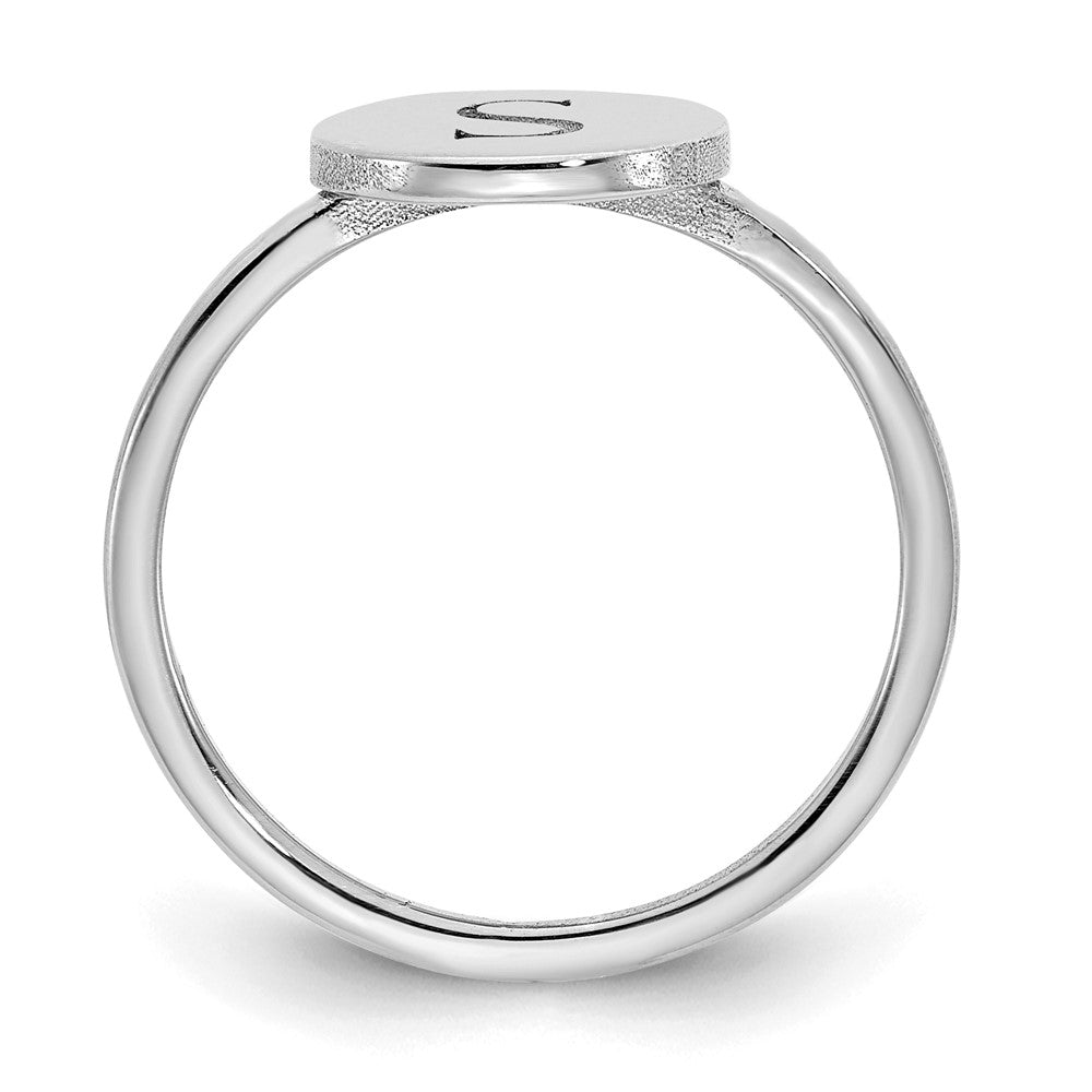 14K White Gold Initial Circle Signet Ring