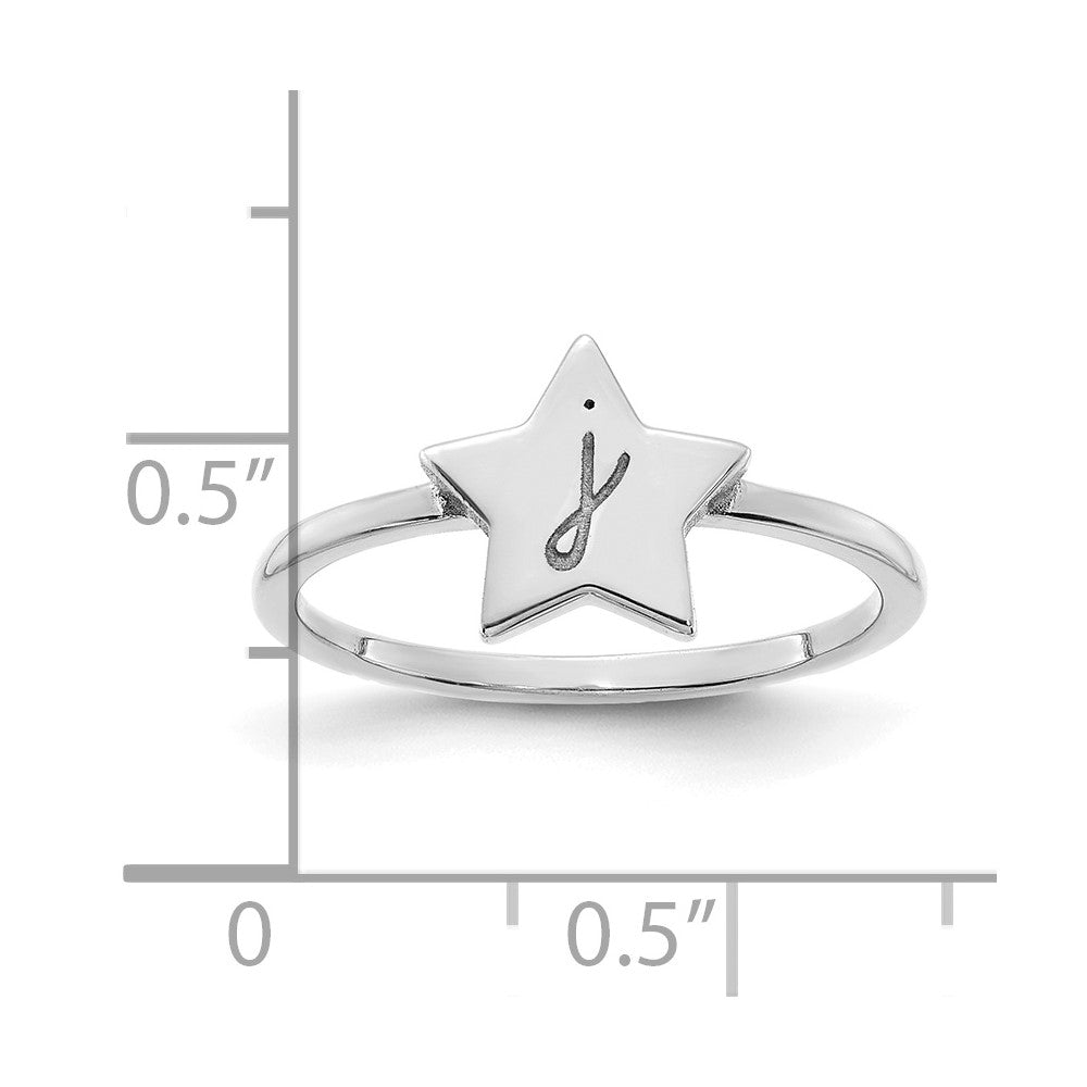 14K White Gold Initial Star Signet Ring