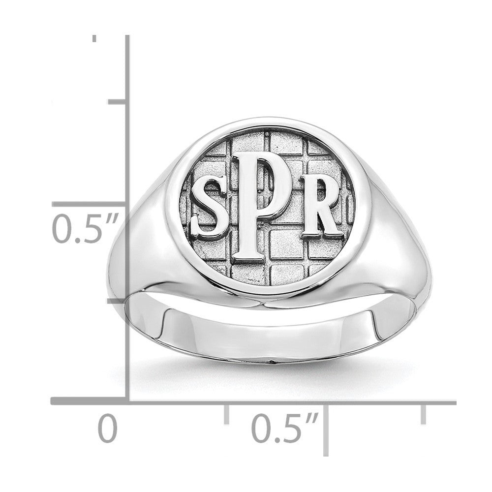 14K White Gold Polished Monogram Signet Ring