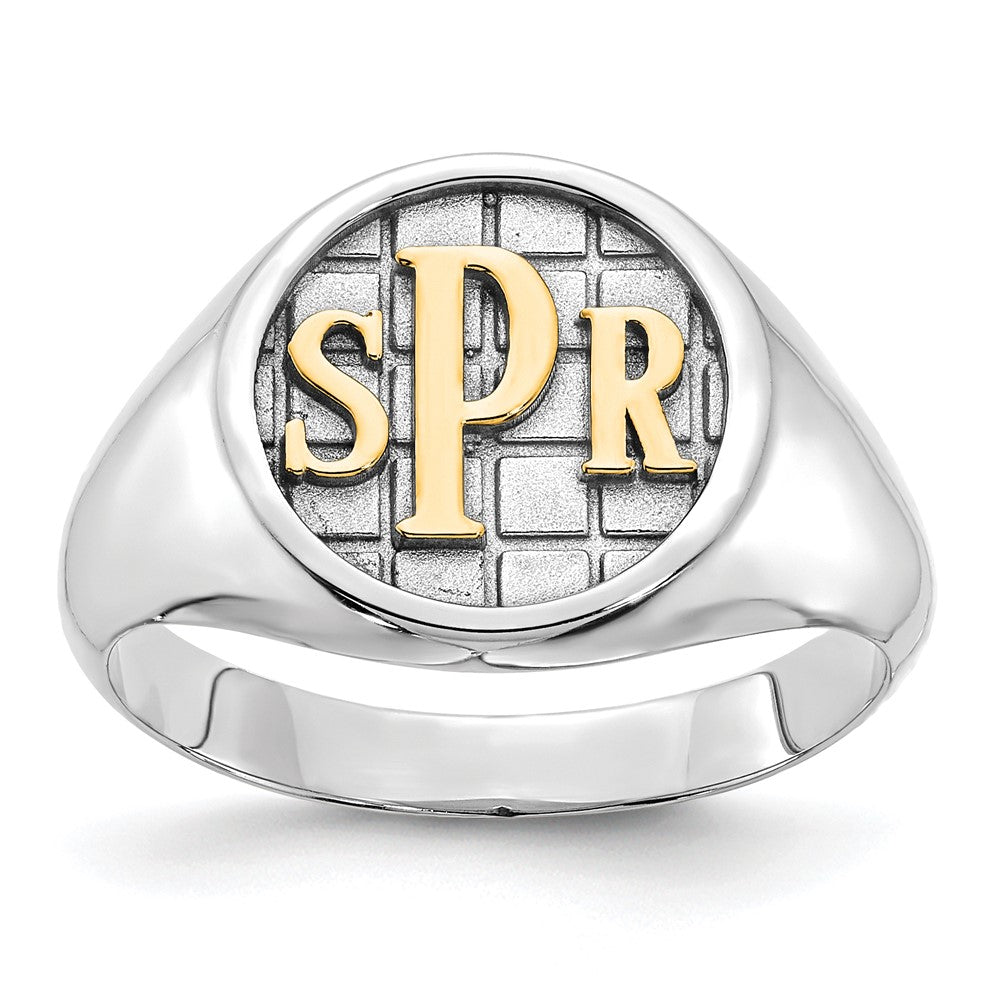 14K White Gold Polished Monogram Signet Ring