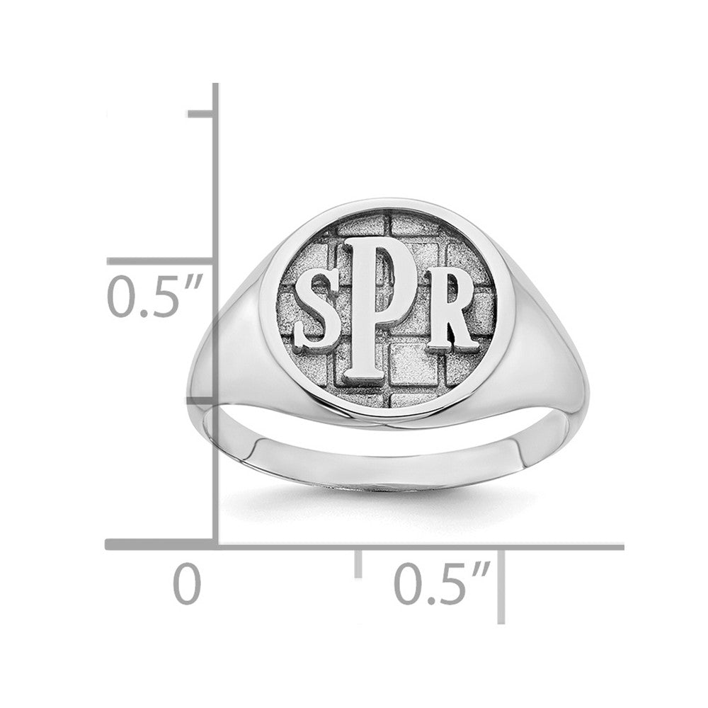 14K White Gold Polished Monogram Signet Ring