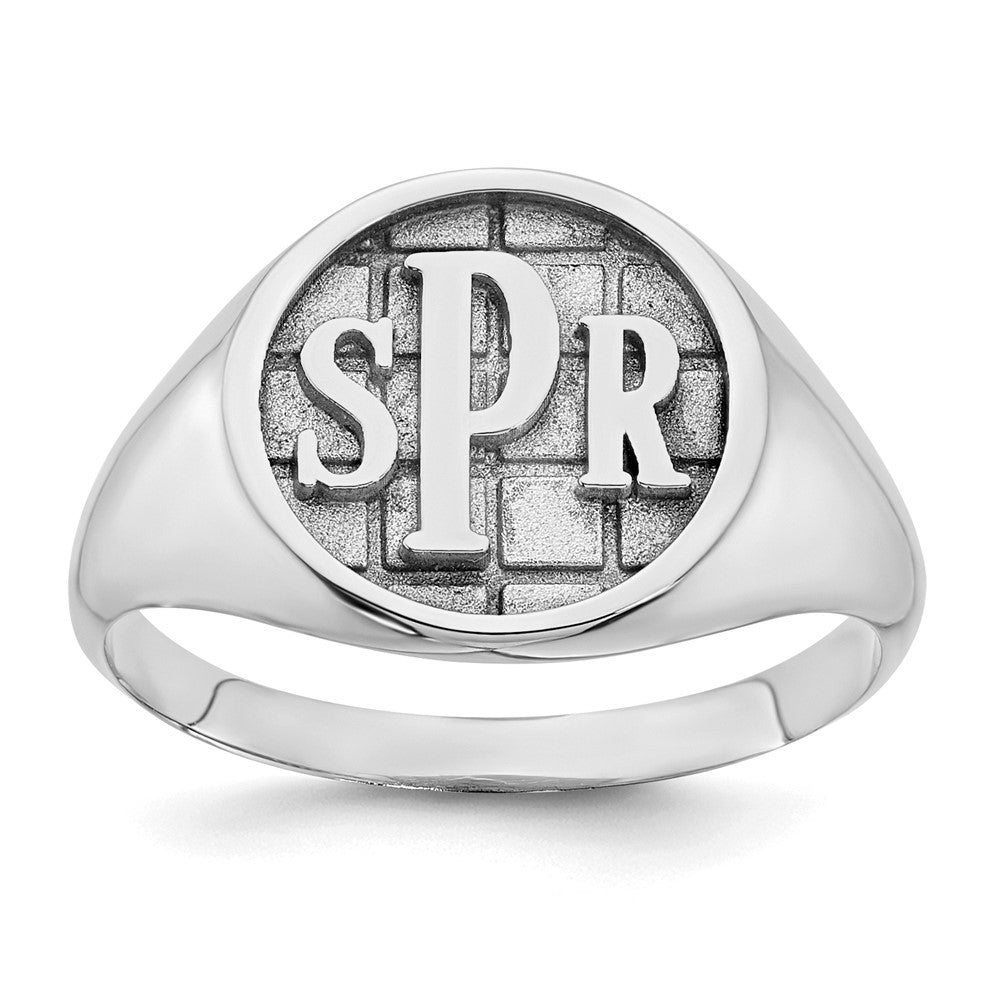 14K White Gold Polished Monogram Signet Ring