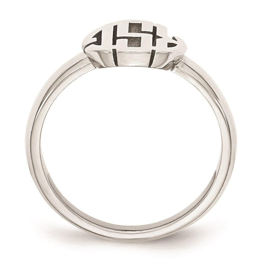 14K White Gold Polished Monogram Signet Ring