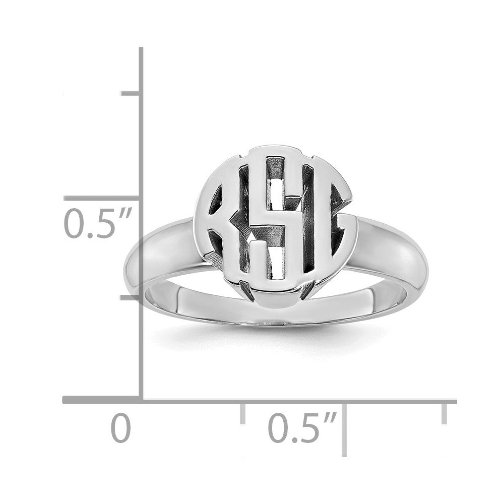 14K White Gold Polished Monogram Signet Ring