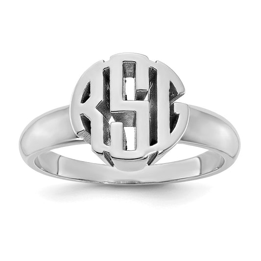 14K White Gold Polished Monogram Signet Ring